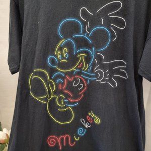 Vintage Disney Black T Tee Shirt Mickey Mouse Unlimited Graphic outline 90s L XL
